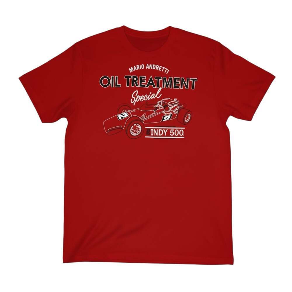 Mario Andretti Indy 500 Oil Treatment T-Shirt Red IZOD Racing Mens XL